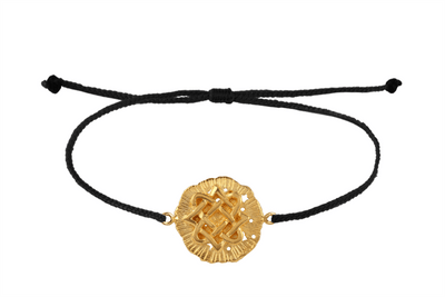 String bracelet with Lada medallion amulet. Gold plated