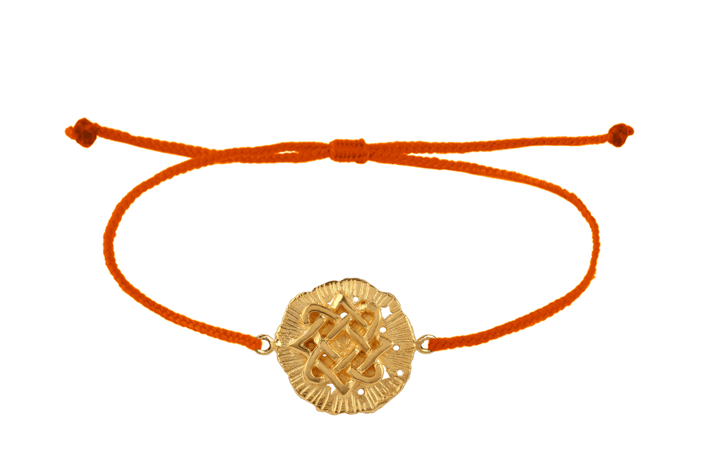 String bracelet with Lada medallion amulet. Gold plated