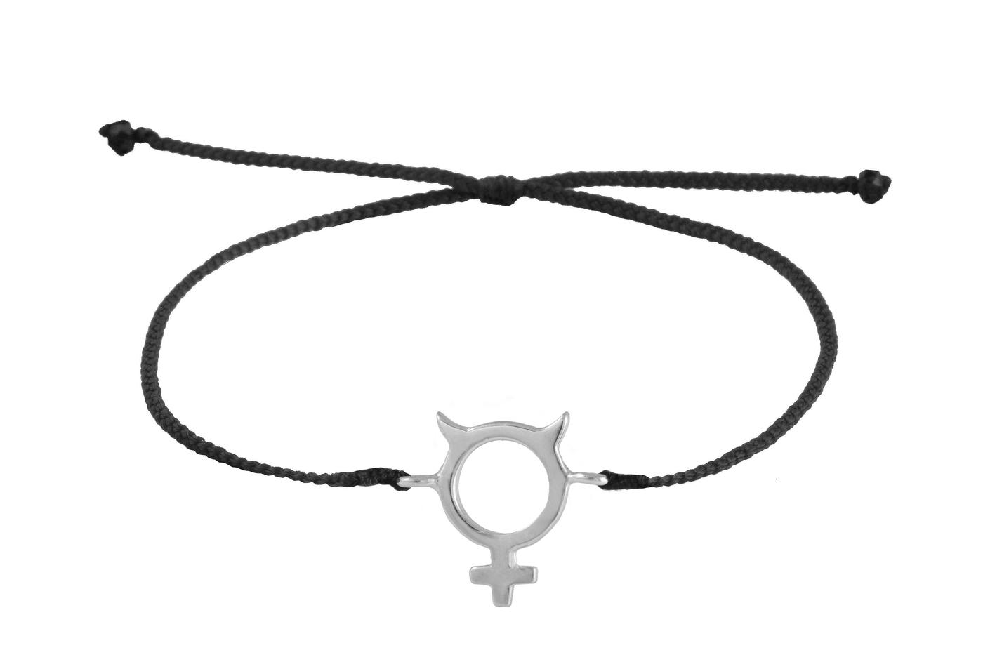 String bracelet with Mercury amulet. Silver