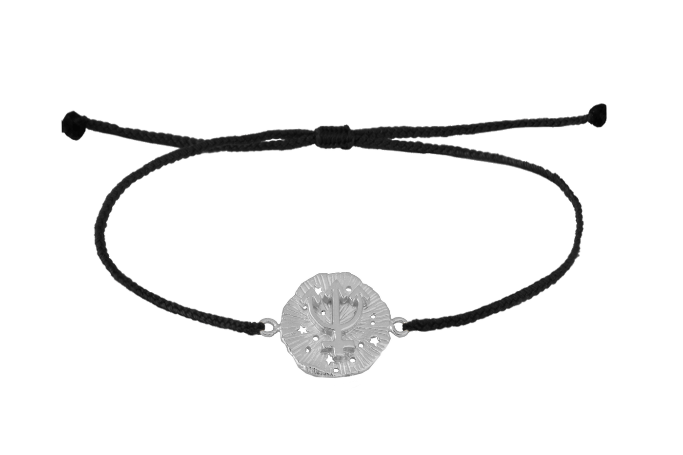 String bracelet with Neptune medallion amulet. Silver