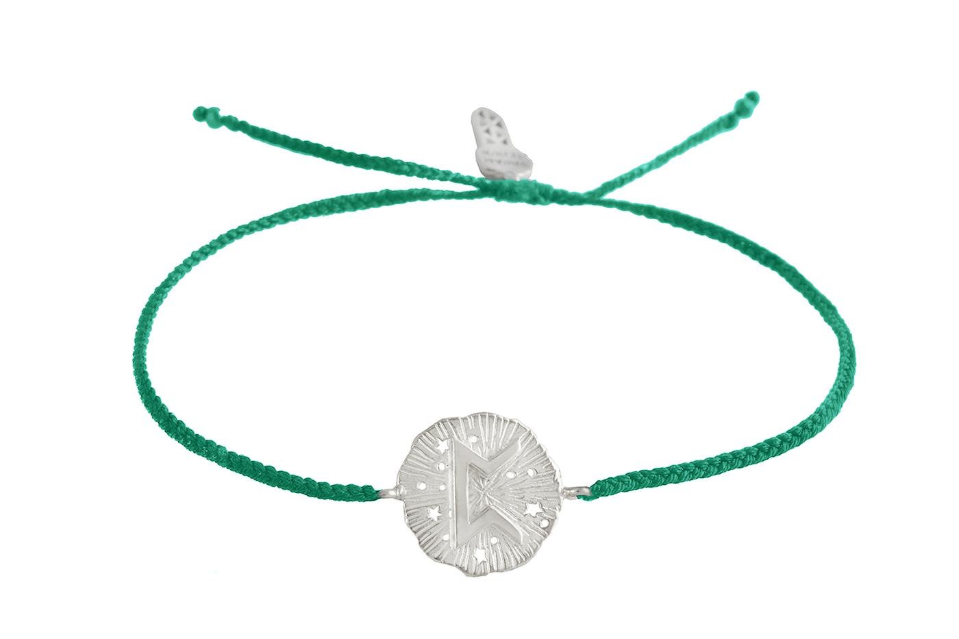 String bracelet with Perth runic medallion talisman. Silver