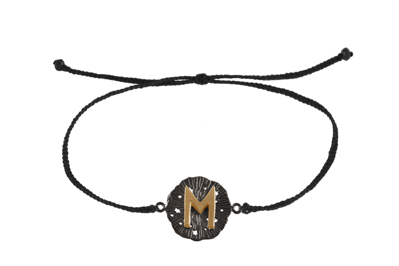 String bracelet with runic medallion amulet Ewaz. Gold plated and Oxide