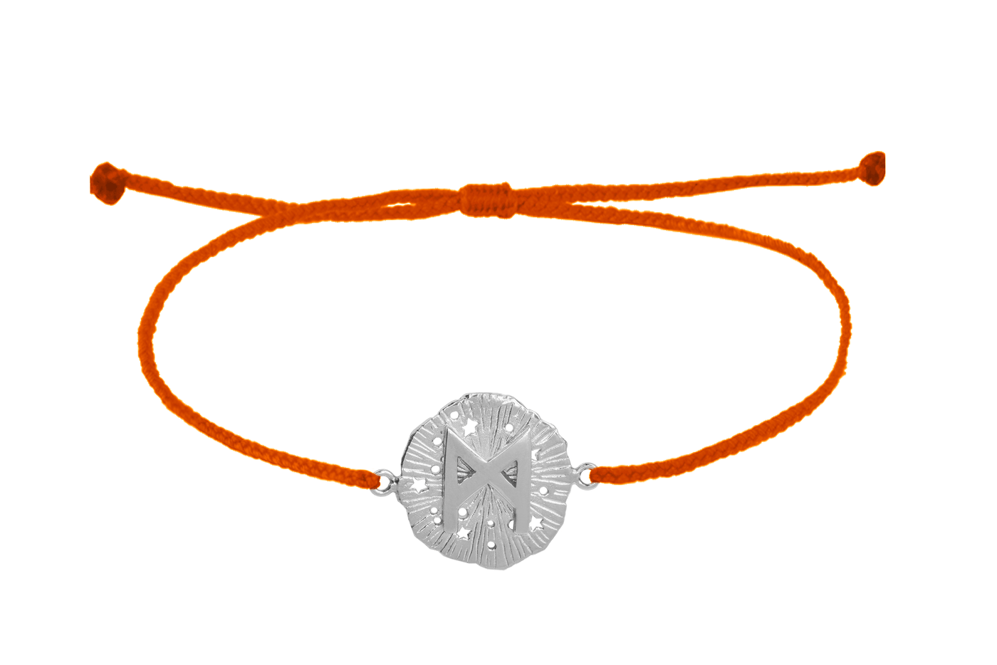 String bracelet with runic medallion amulet Manaz. Silver