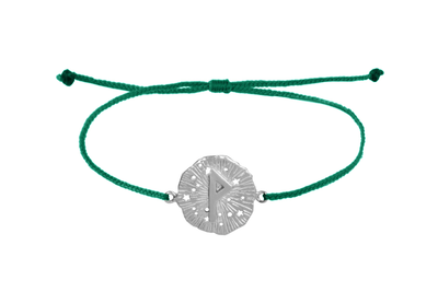 String bracelet with runic medallion amulet Wunjo. Silver
