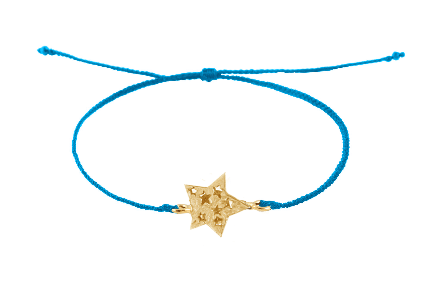 String bracelet with 5-pointed star amulet. Gold plated