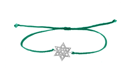 String bracelet with 6-pointed star amulet. Silver