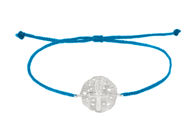 String bracelet with Ankh medallion amulet. Silver