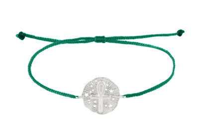 String bracelet with Ankh medallion amulet. Silver