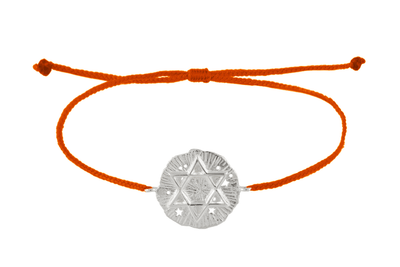String bracelet with David star medallion amulet. Silver