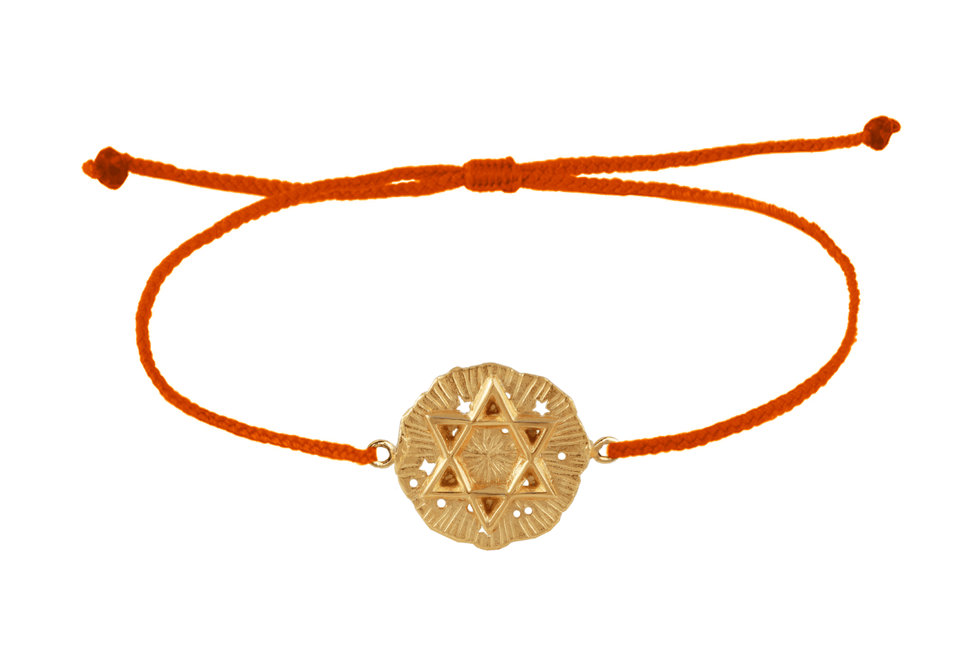 String bracelet with David star medallion amulet. Gold plated