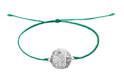 String bracelet with Jupiter medalion amulet. Silver