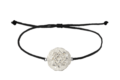 String bracelet with Lada medallion amulet. Silver