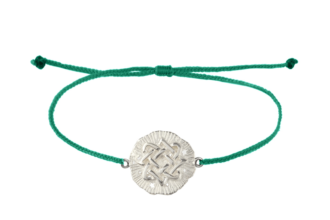 String bracelet with Lada medallion amulet. Silver