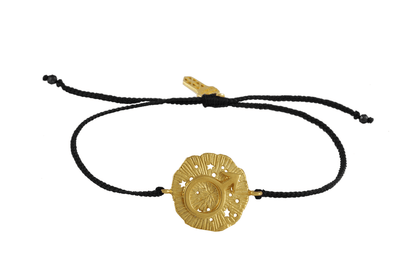 String bracelet with Mars medallion amulet. Silver, gold plated