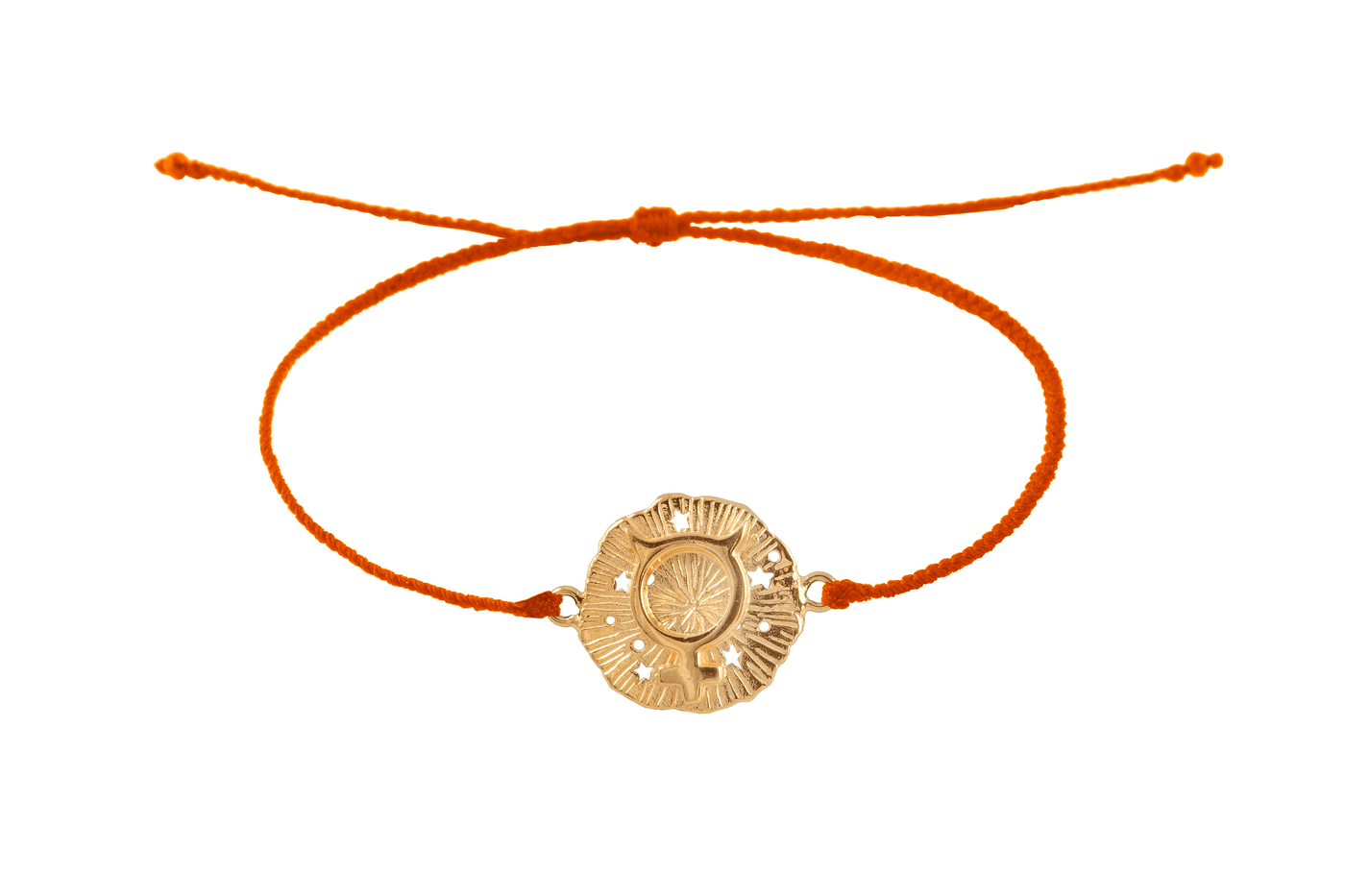 String bracelet with Mercury medallion amulet. Gold plated