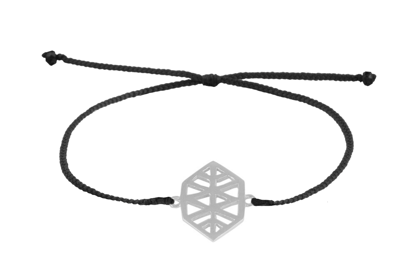 String bracelet with "New Level of consciousness" amulet. Silver