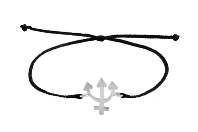 String bracelet with Neptune amulet. Silver