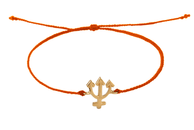String bracelet with Neptune amulet. Gold plated