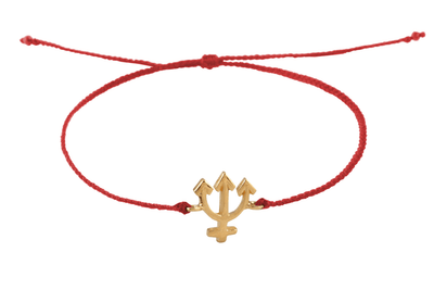 String bracelet with Neptune amulet. Gold plated