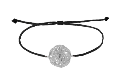 String bracelet with Om medallion amulet. Silver