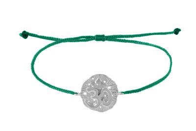 String bracelet with Om medallion amulet. Silver