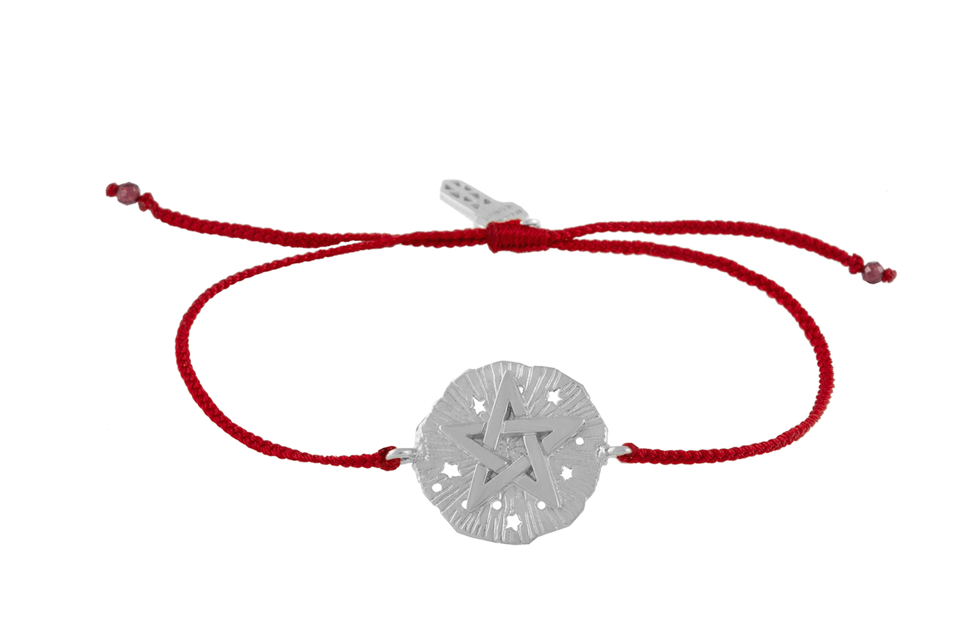 String bracelet with Pentagram medallion talisman. Silver