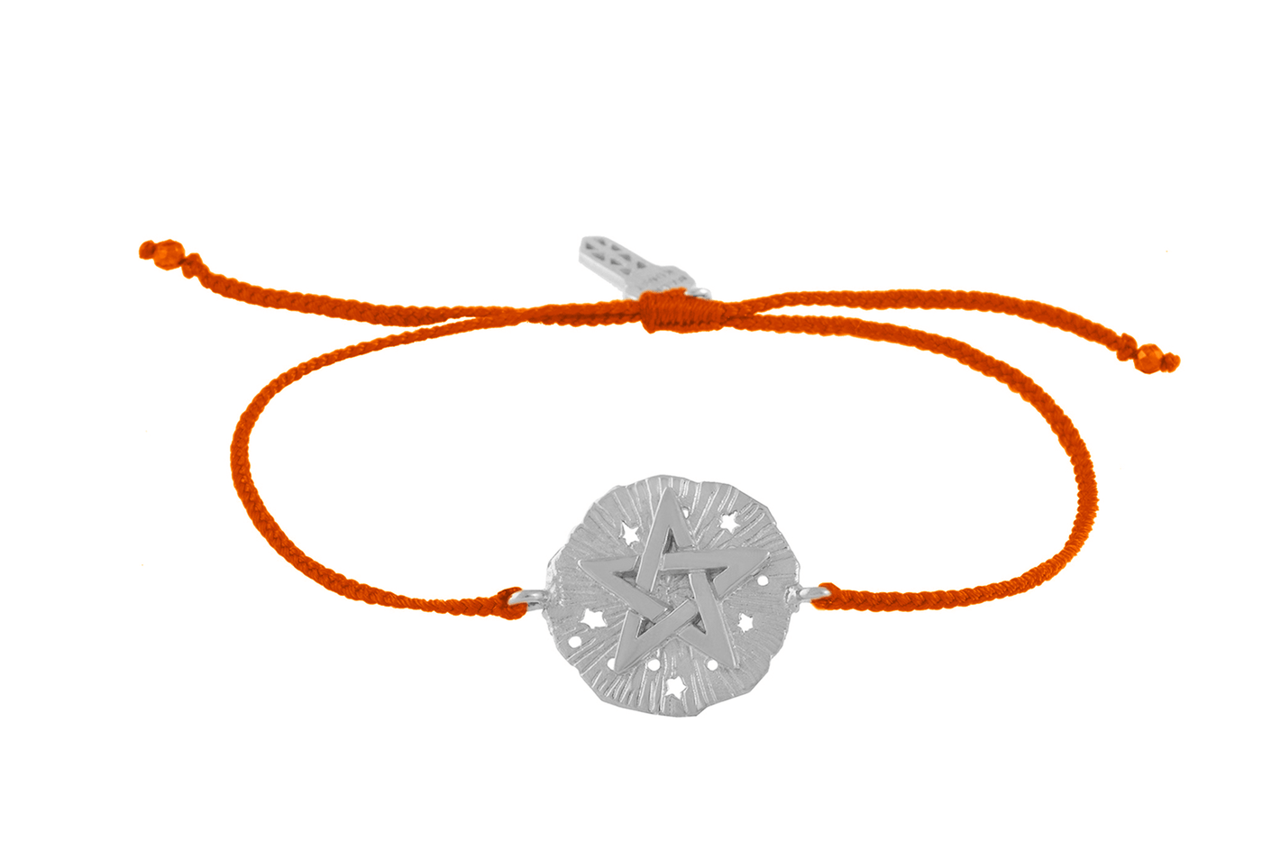 String bracelet with Pentagram medallion talisman. Silver