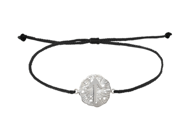 String bracelet with runic medallion amulet Tiwaz. Silver