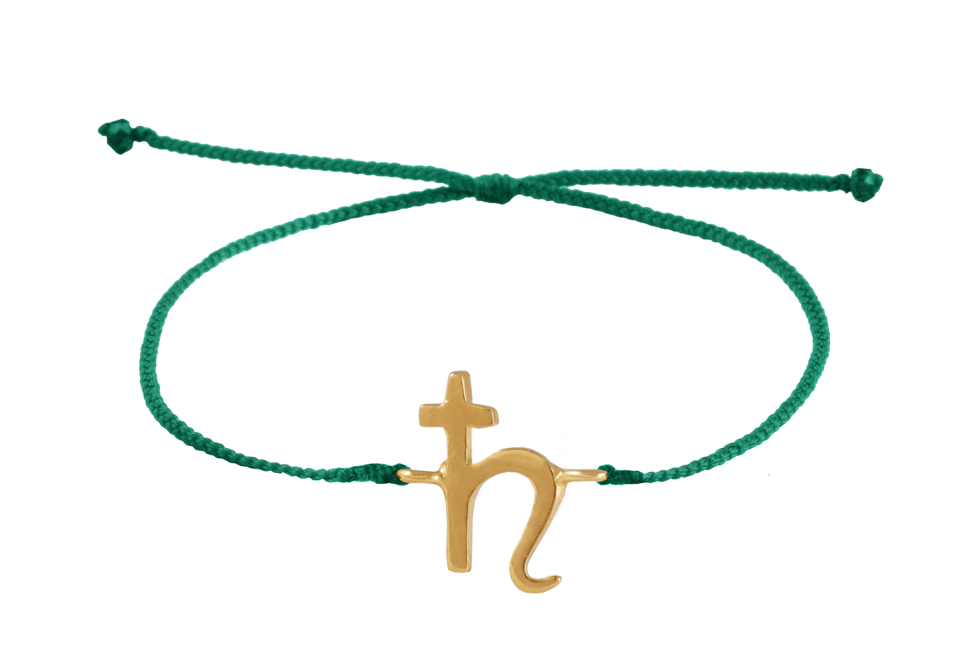 String bracelet with Saturn amulet. Gold plated