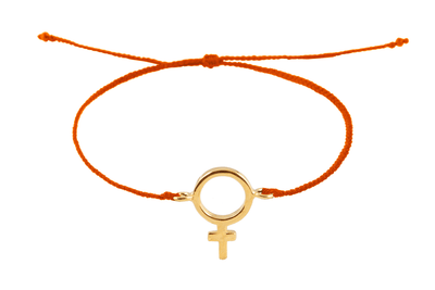 String bracelet with Venus amulet. Gold plated