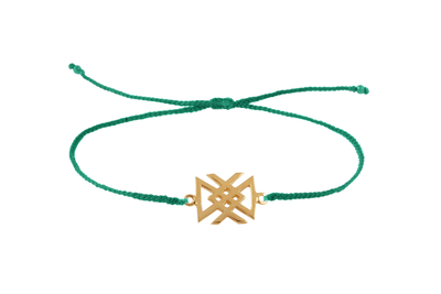 String bracelet with bind rune "Health amulet". Gold plated