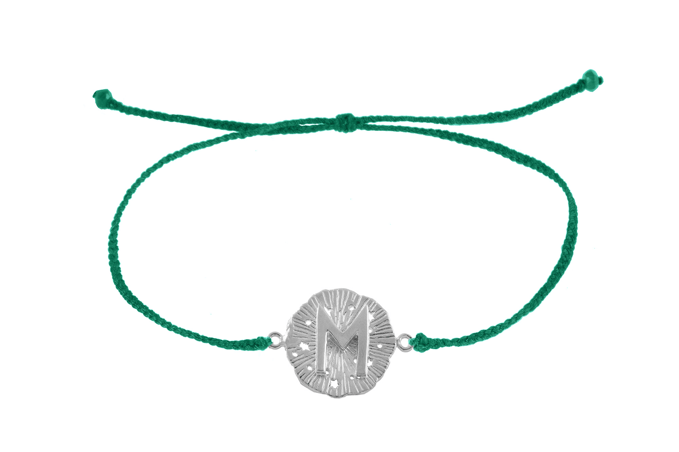 String bracelet with runic medallion amulet Ewaz. Silver