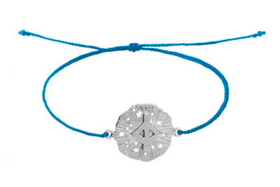 String bracelet with runic medallion amulet Jera. Silver