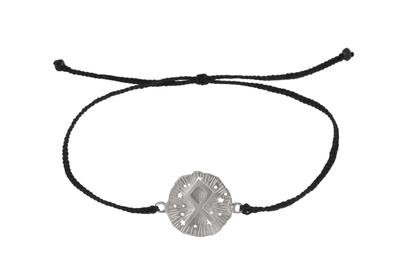 String bracelet with runic medallion amulet. Silver