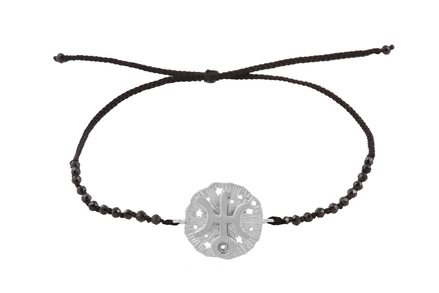 Uranus Medallion Amulet bracelet with beads. Silver