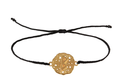 String bracelet with runic medallion amulet Berkana. Gold plated