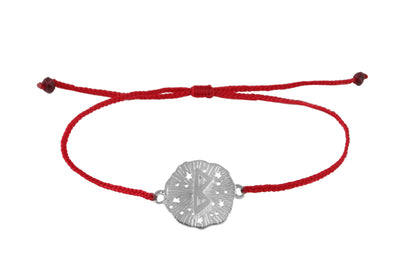 String bracelet with runic medallion amulet Berkana. Silver