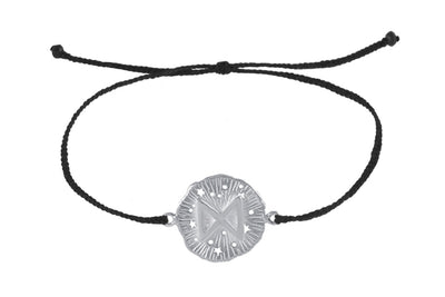 String bracelet with runic medallion amulet. Silver