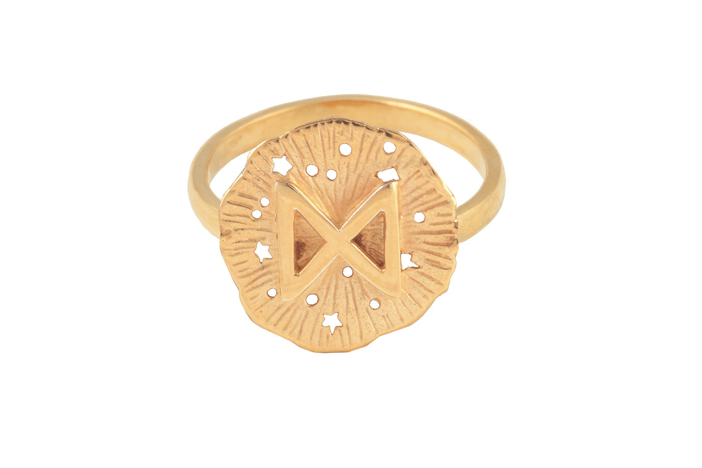 Ring with a small runic pendant Dagaz. Gold plated