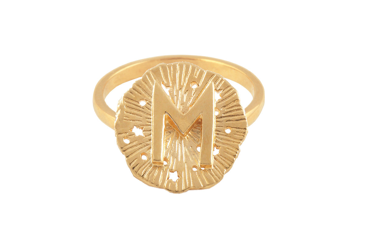 Ring with a small runic pendant Ewaz. Gold plated
