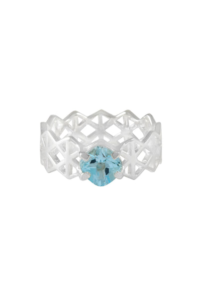 Large life force ring with topaz stone, silver