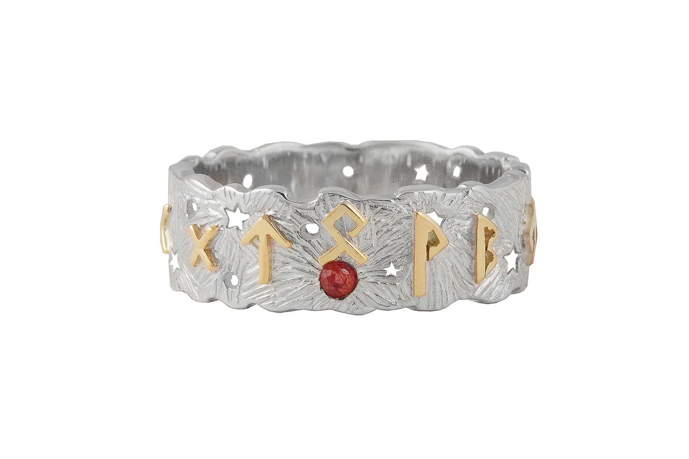 Love runic formula ring with sapphire. Silver, solid gold
