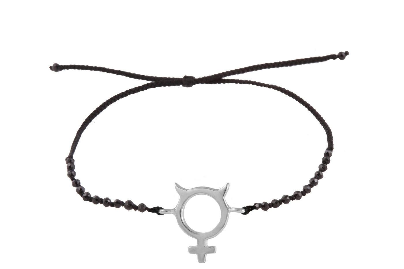 Mercury amulet bracelet with beads. Silver