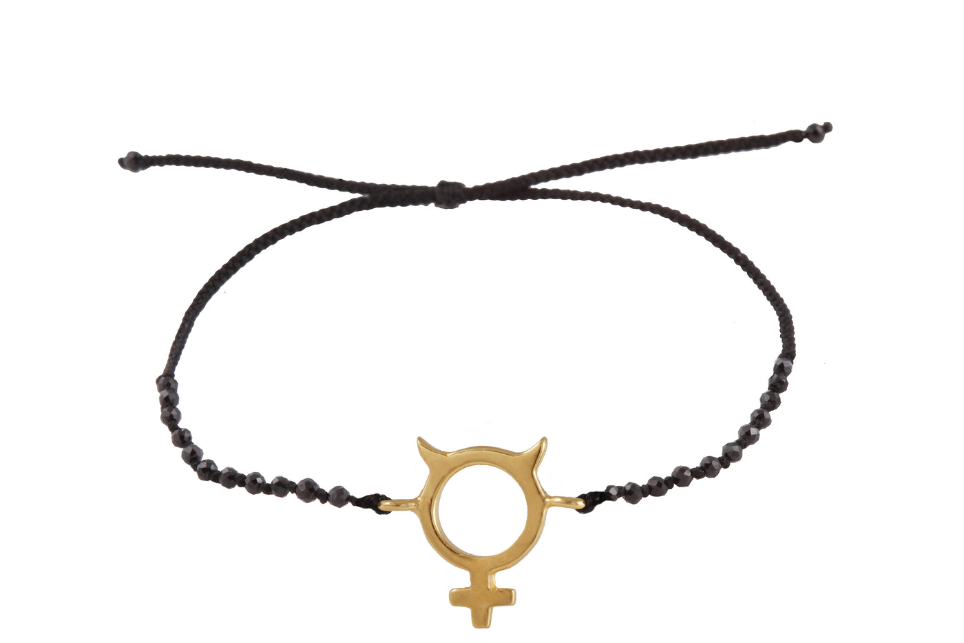 Mercury amulet bracelet with beads. Gold plated