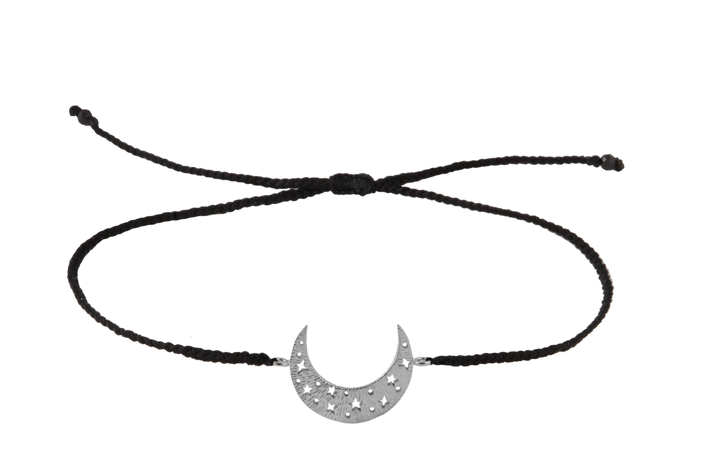String bracelet with Moon amulet. Silver