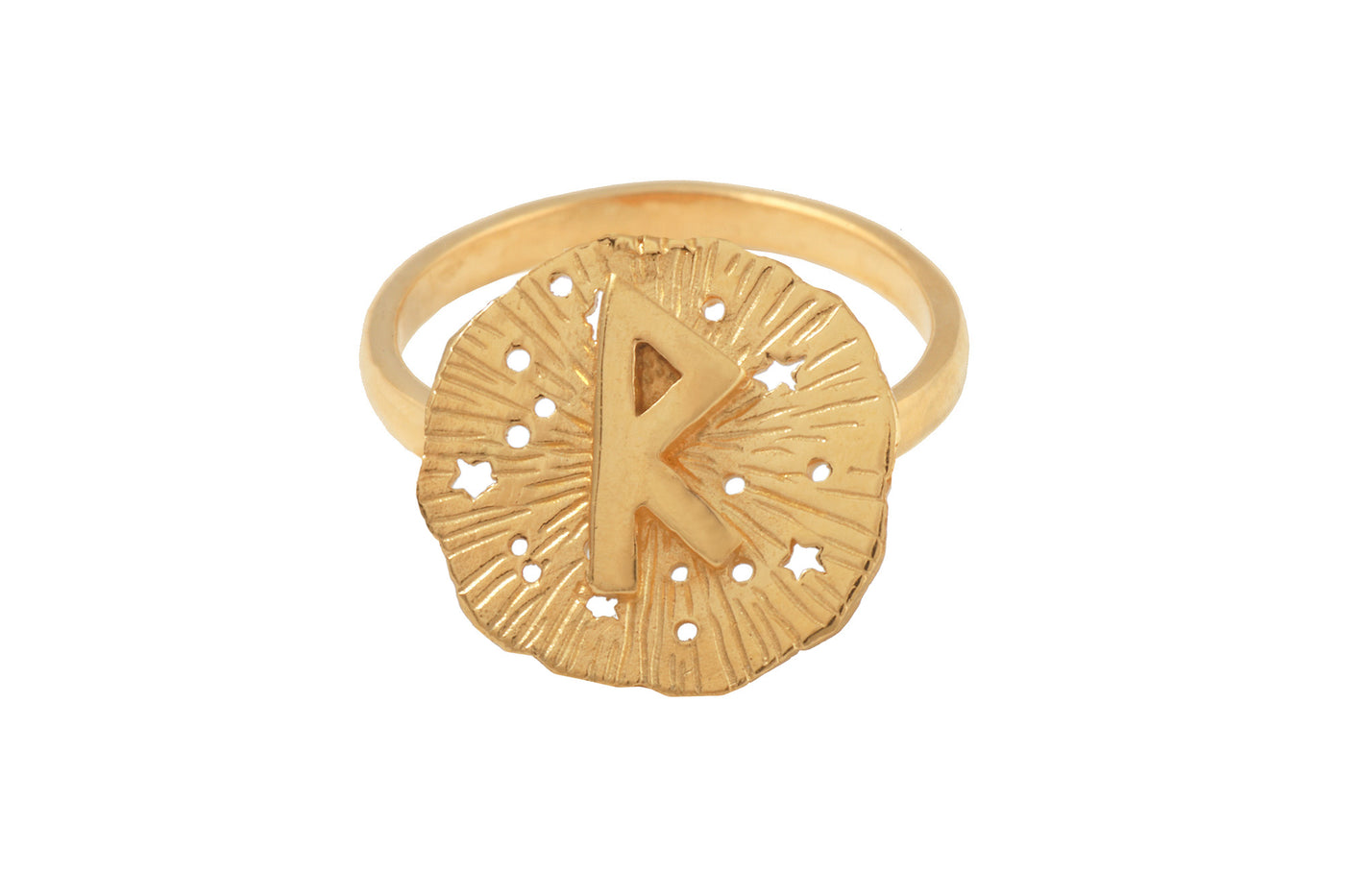 Ring with a small runic pendant Raido. Gold plated