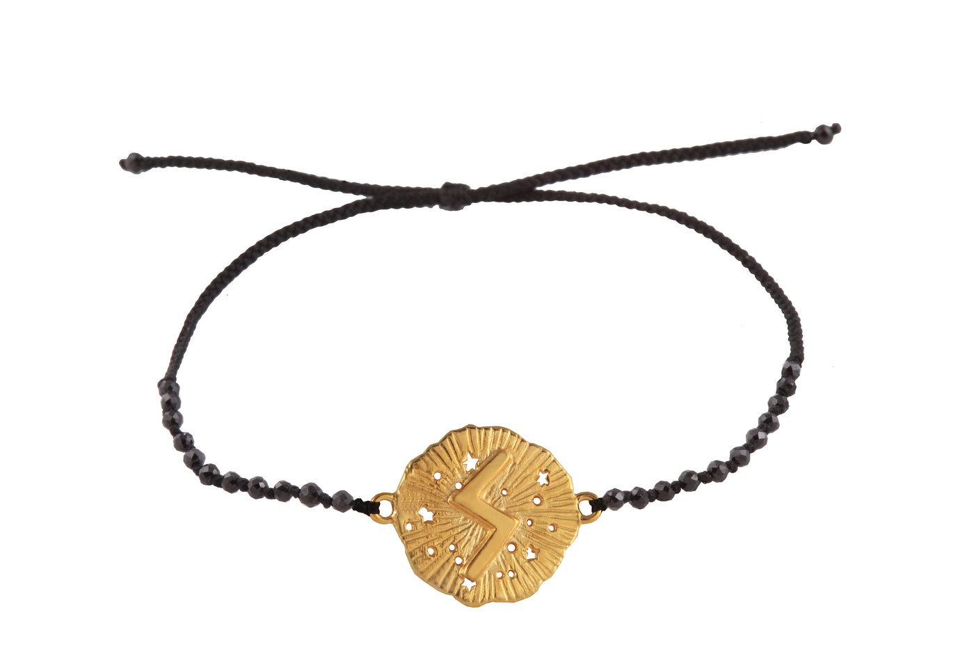 Runic medallion amulet Soulo bracelet with beads. Gold plated