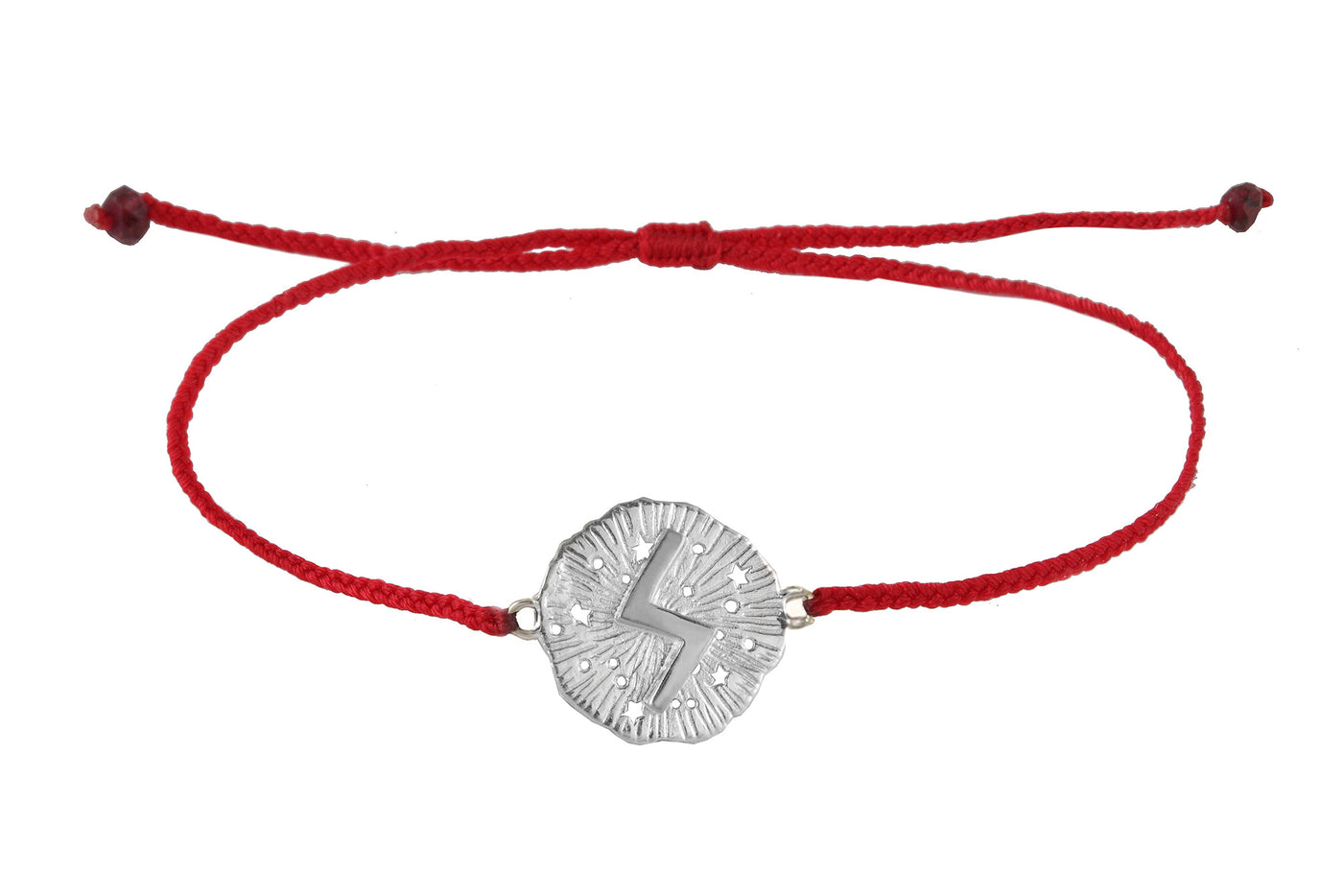 String bracelet with runic medallion amulet Soulo. Silver