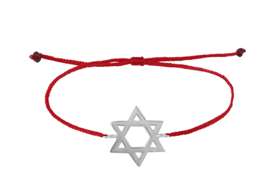 String bracelet with david star amulet. Silver