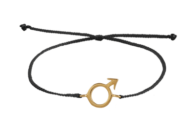 String bracelet with Mars amulet. Gold plated
